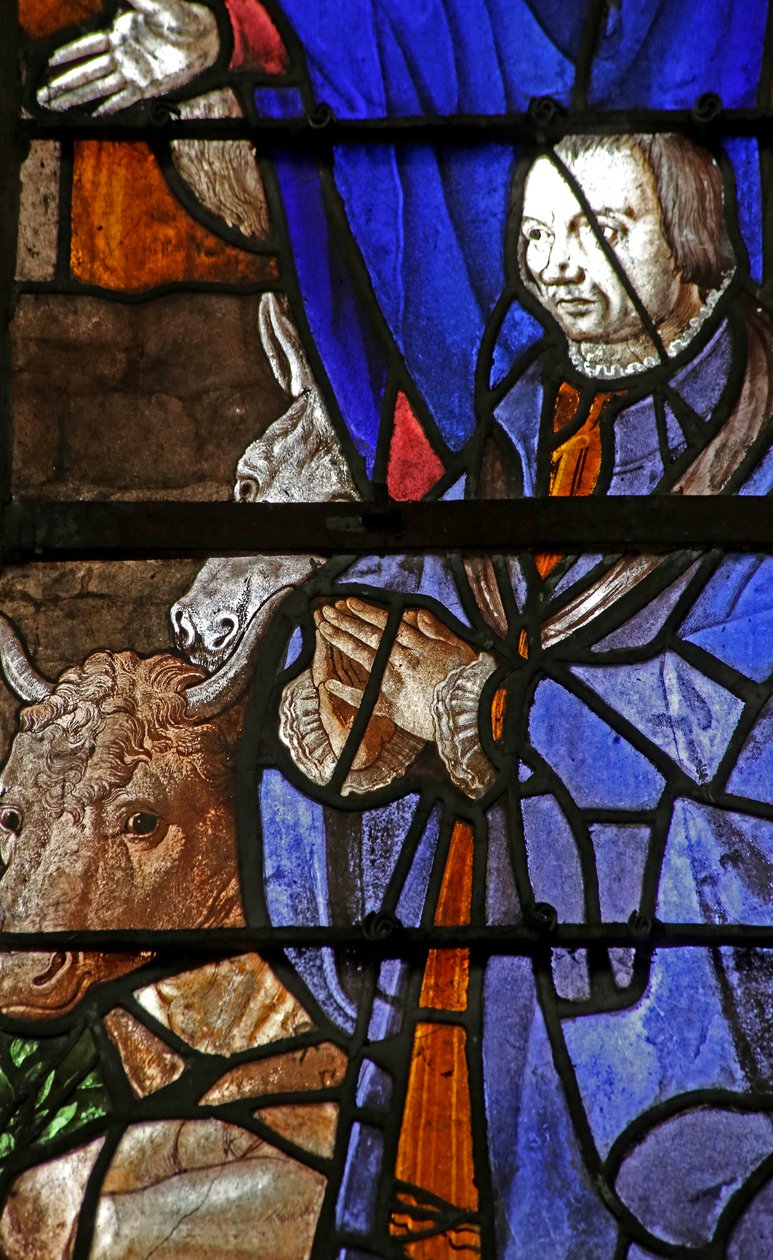 Window depicting a Donor at the Nativity by French School