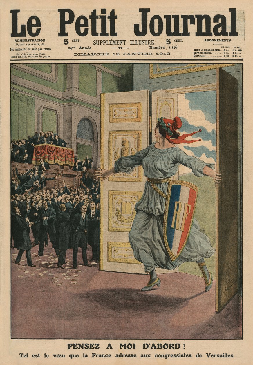 Wish of the French Republic at the Congress of Versailles, Think first of me, front cover illustration from 