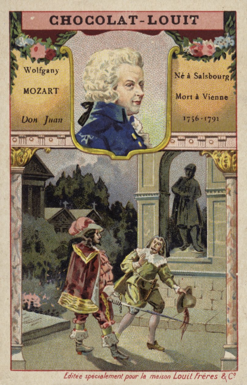 Wolfgang Amadeus Mozart, Austrian Composer, and a Scene from His Opera Don Juan by French School