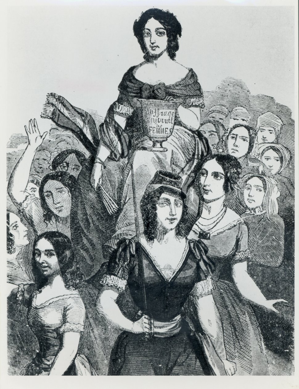 Women Carrying Jeanne Deroin in Triumph, from Les Femmes Celebres, volume I, Paris, Mazenod, 1848 by French School