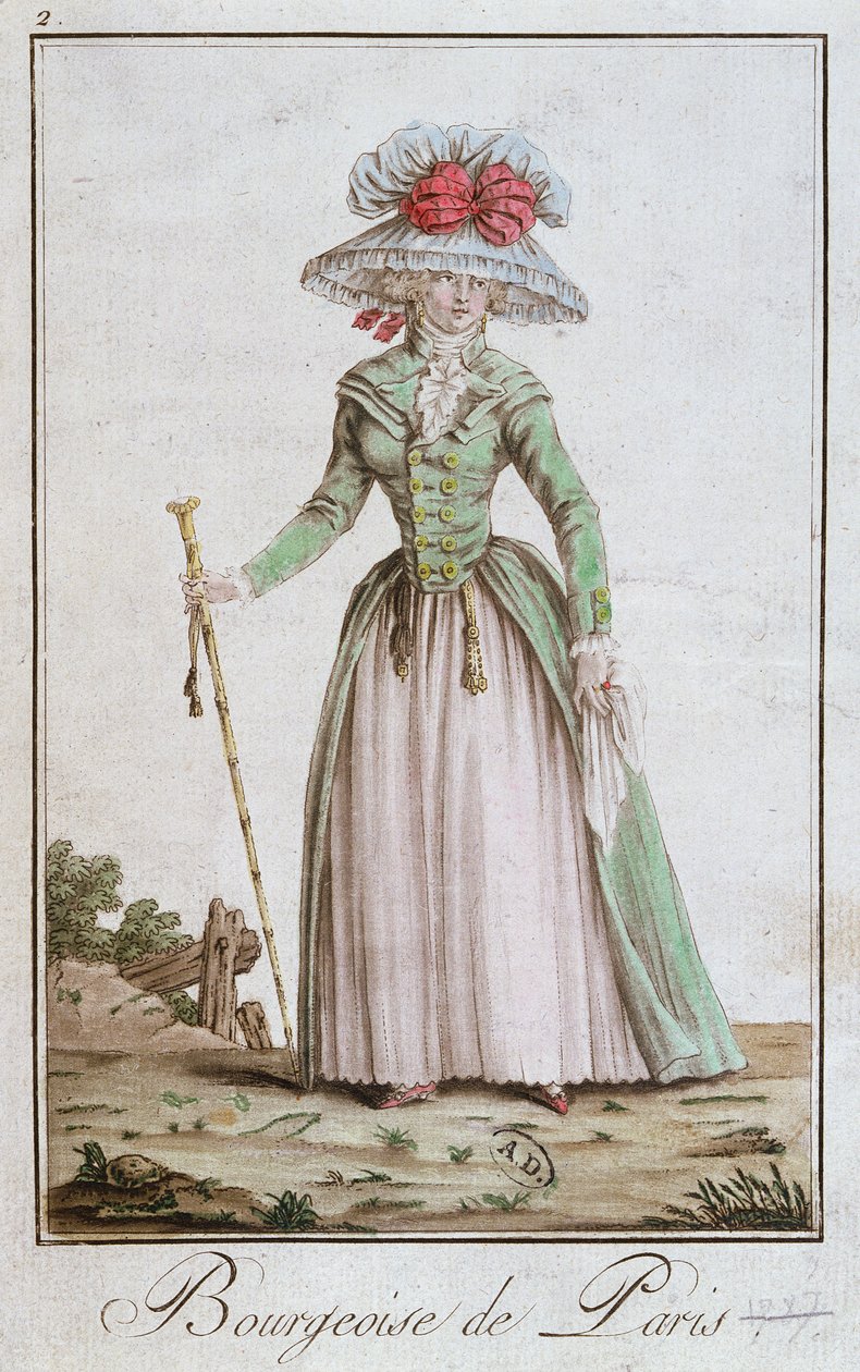Young Parisian Bourgeois Woman in a walking dress, 1787 by French School