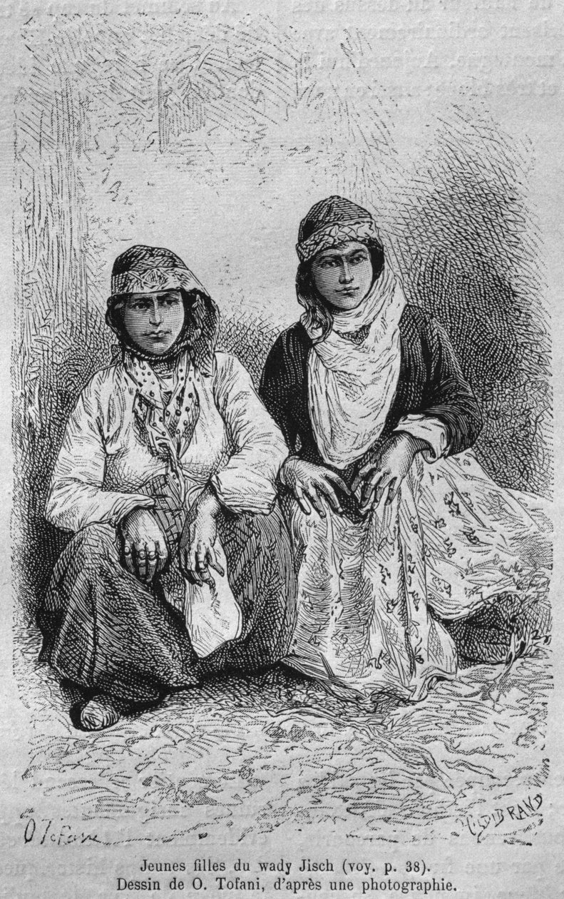 Young girls, from La Syrie daujourdhui. Voyages dans la Phenicie, le Liban et la Judee. 1875-1880 by Louis Charles Emile Lortet, 1884 by French School