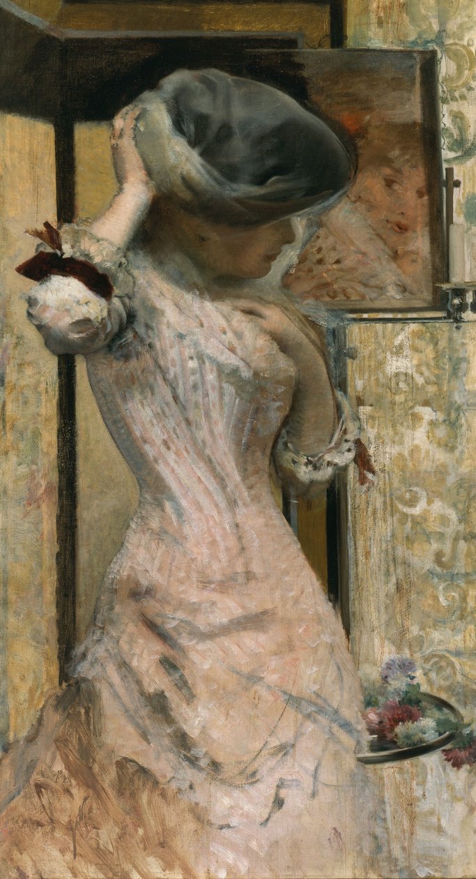 Young Woman in Front of the Mirror, c.1879-83 by French School