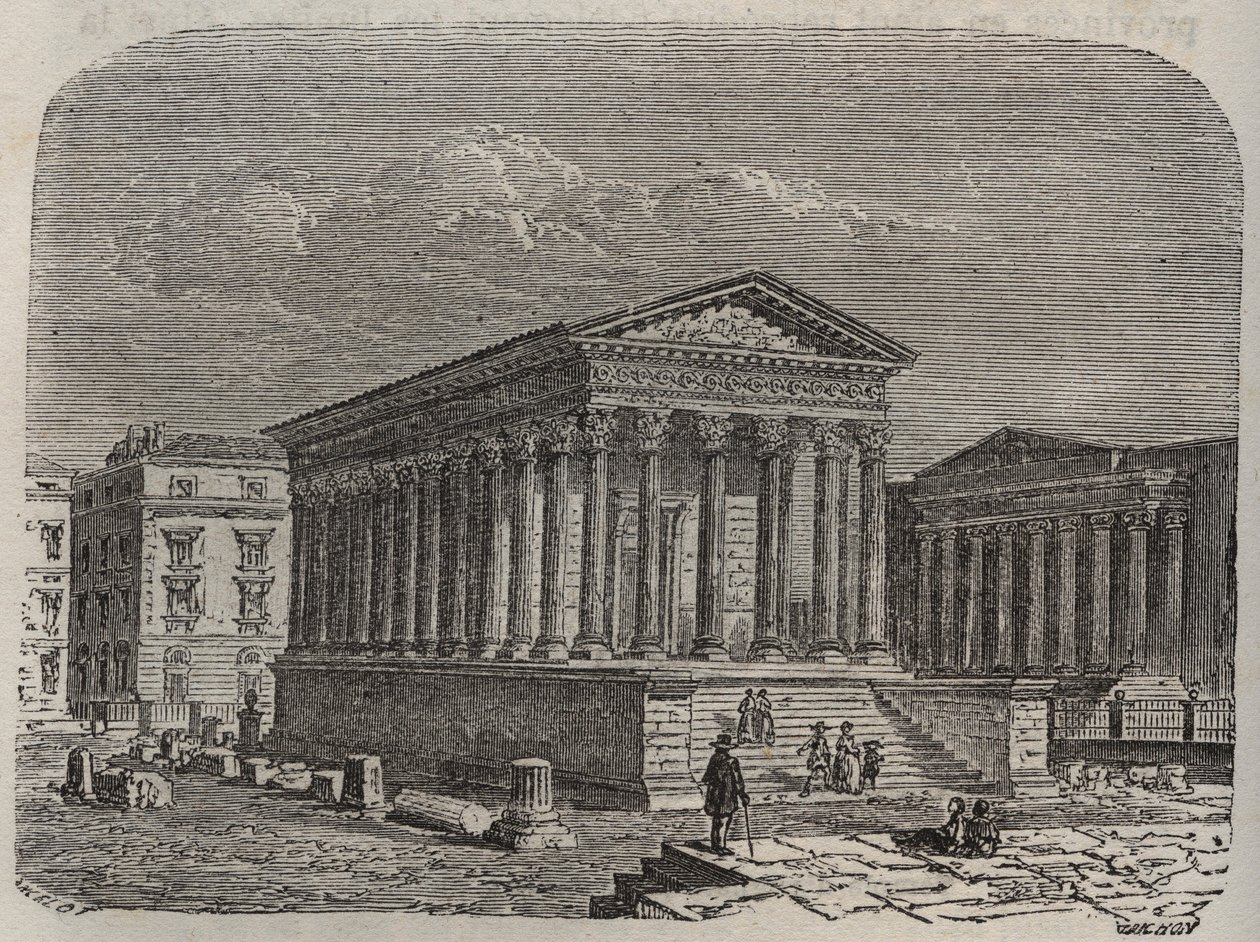 House Carree de Nimes - France, Languedoc-Roussillon, Gard - engraving in 