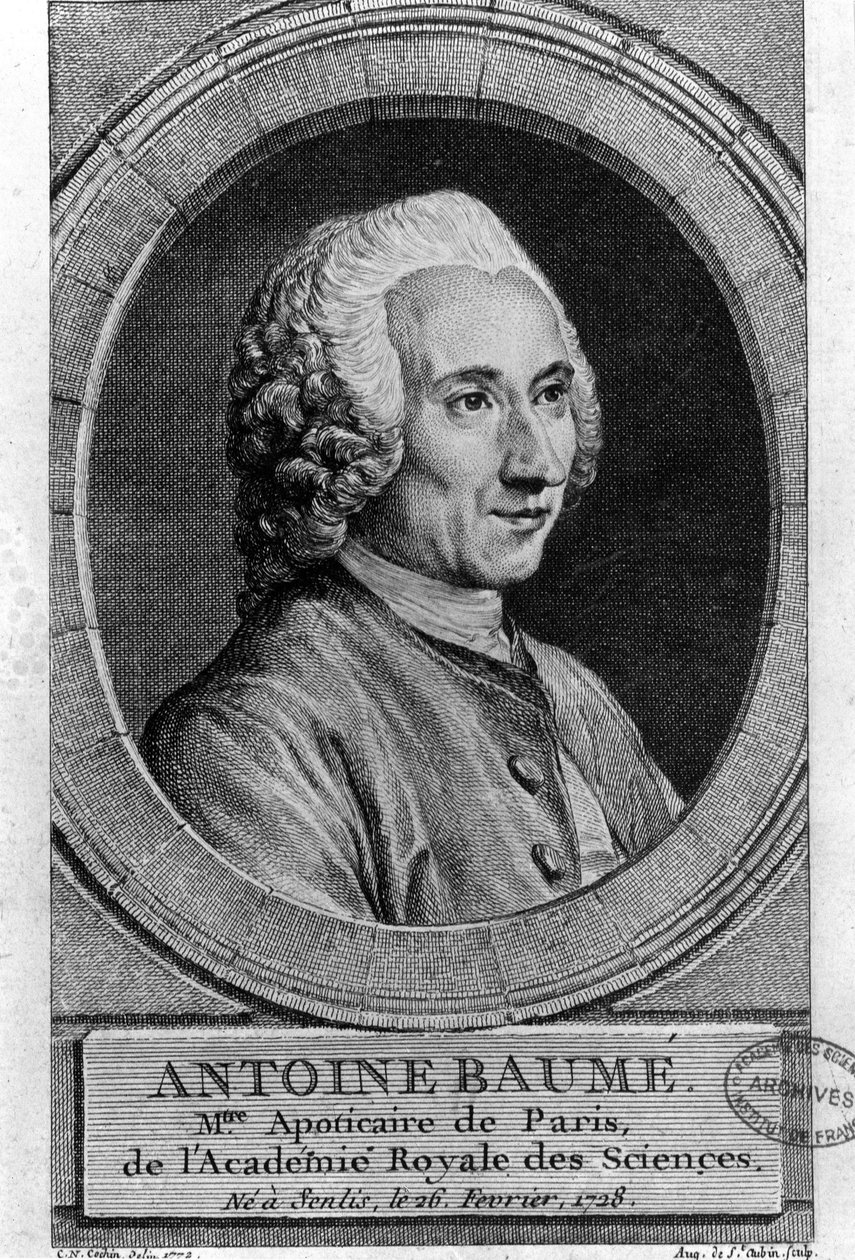 Portrait of Antoine Baumé (1728-1804), French chemist and pharmacist. Apoticaire de Paris. Engraving from 1772 by French School