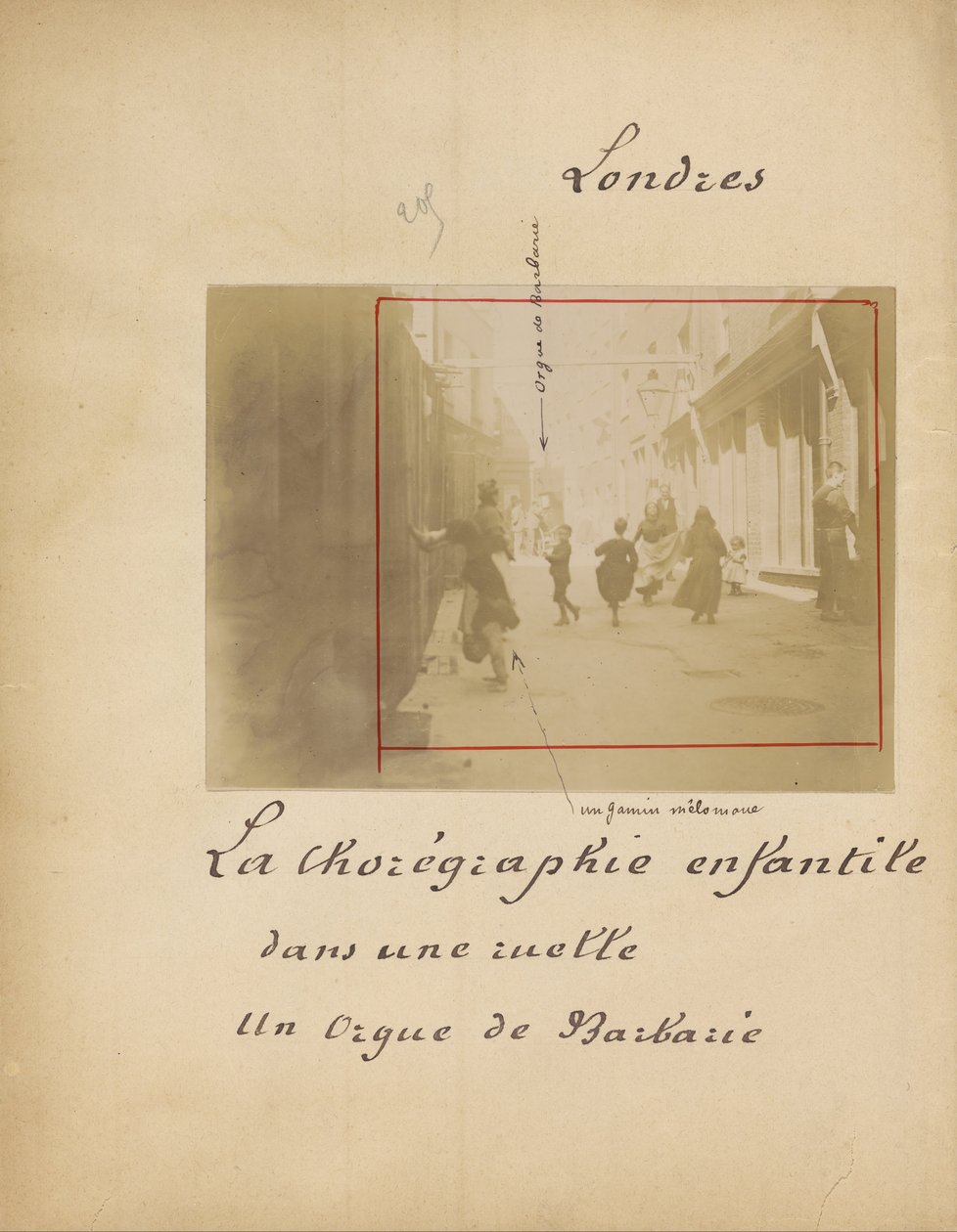 London. The Child Choreographer in an Alley with an Organ Grinder by French Unknown maker