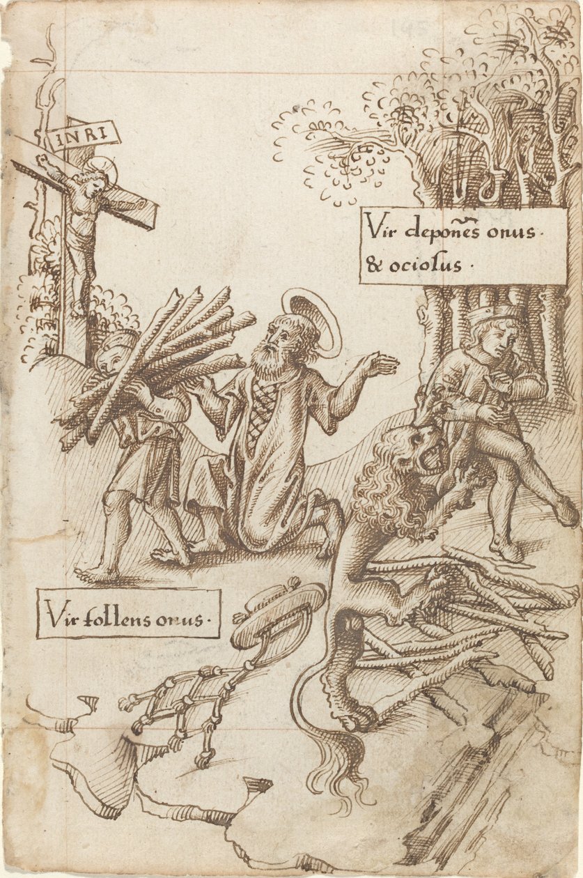 Help Him Who Takes up His Burden, Not Him Who Lays It down by French early 16th Century