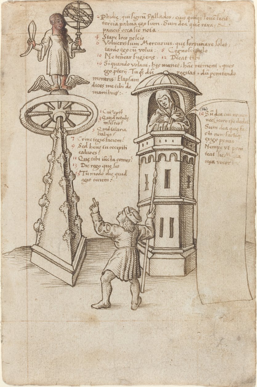 The Statue of Opportunity, a Passer-by, and Remorse (detail) by French early 16th Century