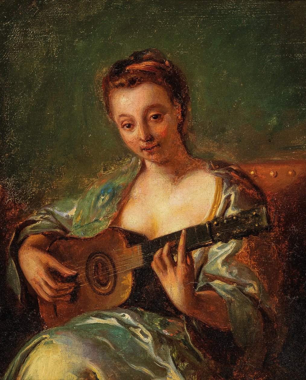 Lady Playing Guitar, 18th Century by French School