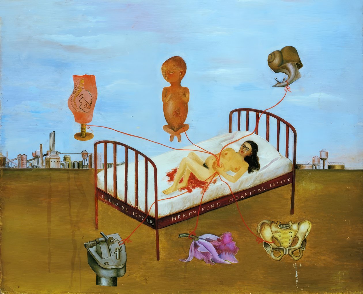 Henry Ford Hospital or The Flying Bed by Frida Kahlo