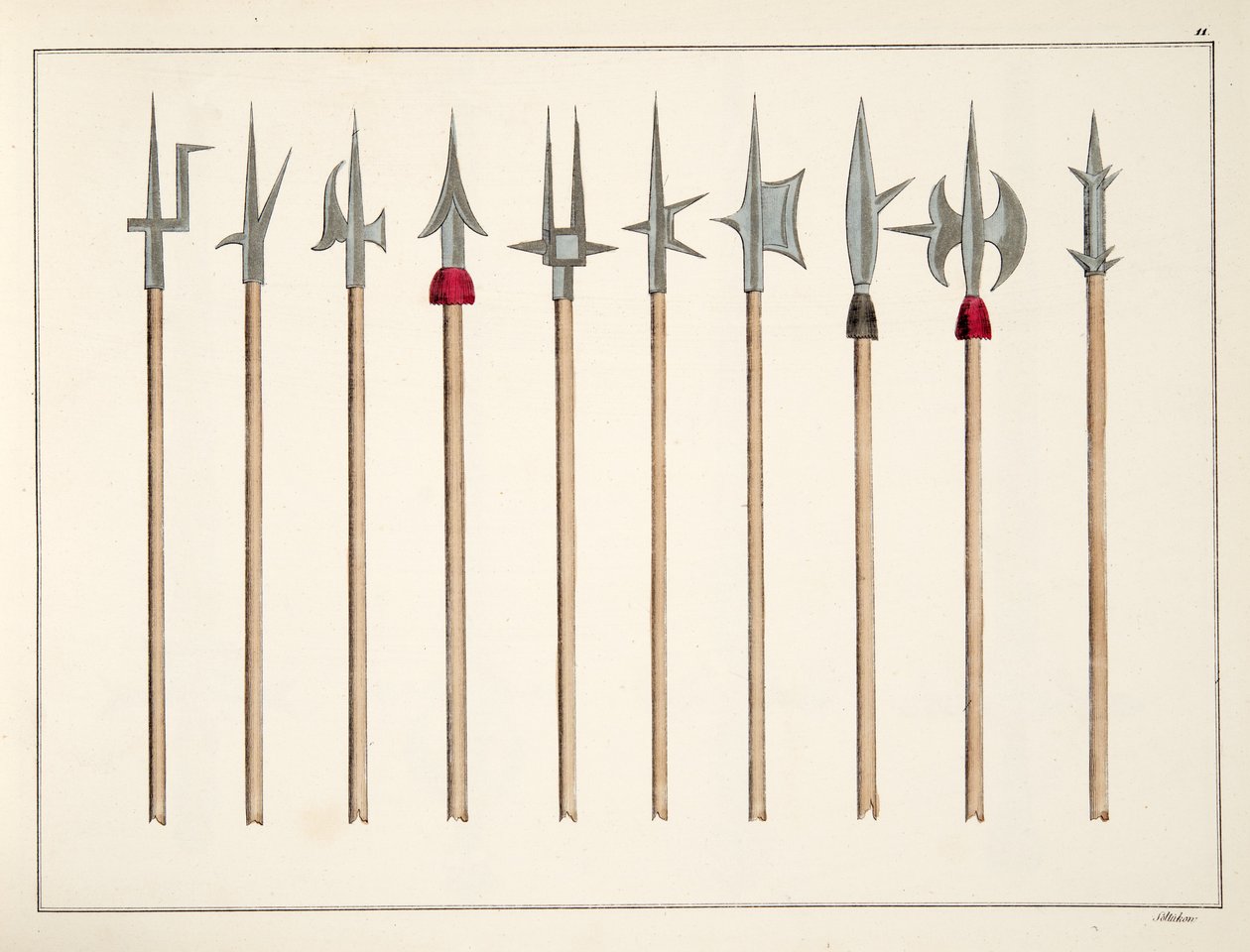 Lances, spears, halberds and partisanes, plate from 'A History of the ...
