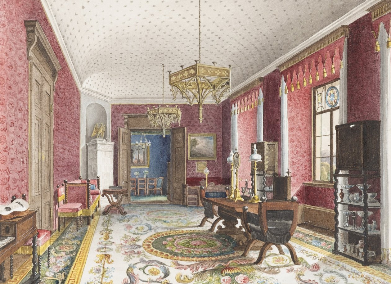 The Red Room, Schloss Fischbach by Friedrich Wilhelm Klose