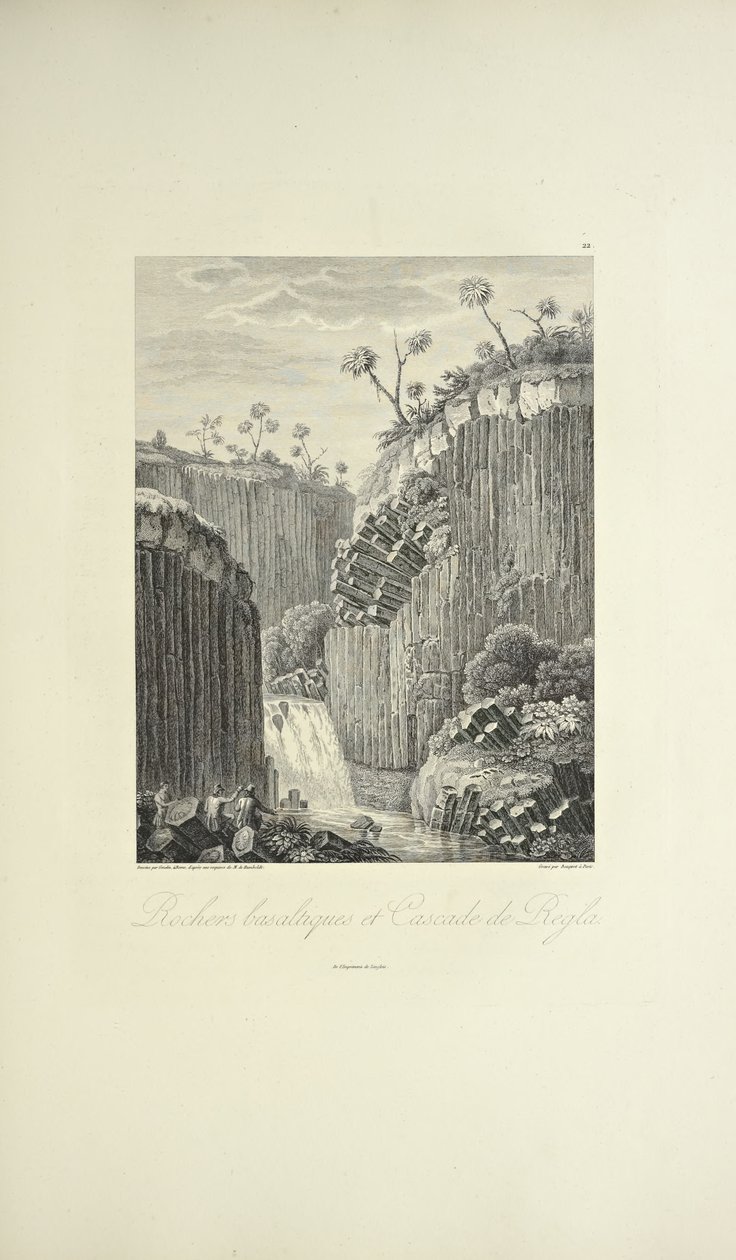 Basalt Rocks and the Cascade de Regla, Drawn by Gmelin, Engraved by Bouquet, Illustration from 