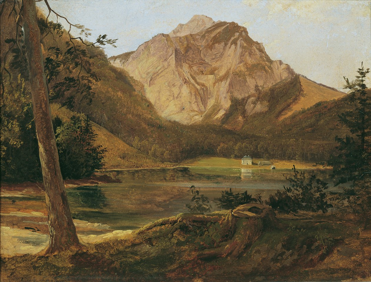 The Vorderer Langbathsee with the Höllengebirge by Friedrich August Mathias Gauermann