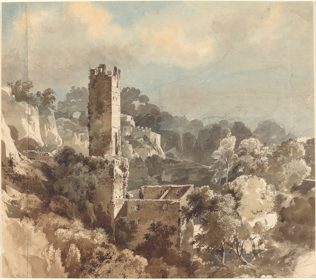 Ruins of a Fortified Tower among Wooded Hills by Friedrich Salathé