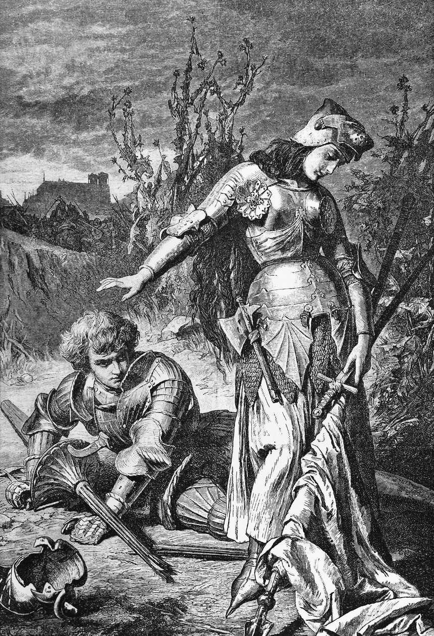 Duel between Joan of Arc and Lionel, illustration for Maid of Orleans, tragedy by Friedrich Schiller by Friedrich Schiller