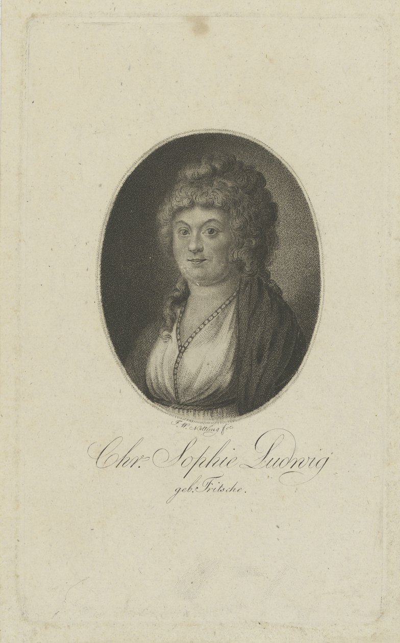 Portrait of the author Christiane Sophie Ludwig, née Fritsche by Friedrich Wilhelm Nettling