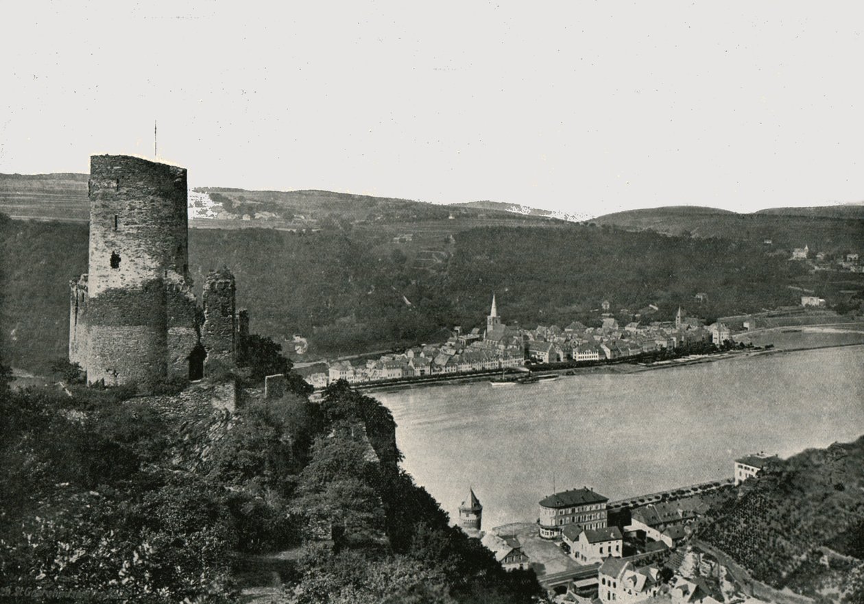 The Katz Overlooking the Rhine, St. Goarshausen, Germany by Frith and Co