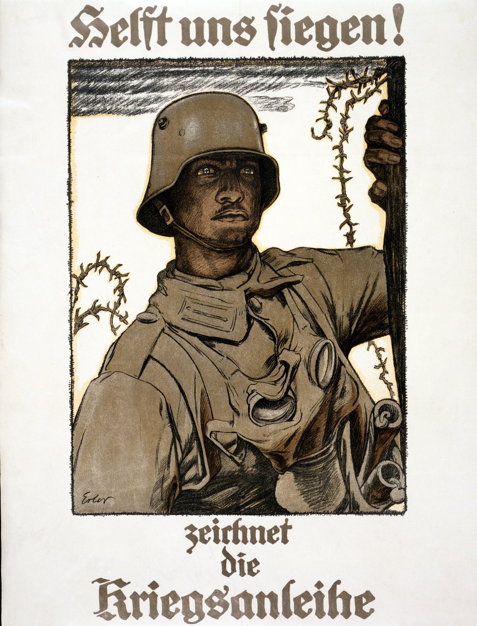 Help us win! Subscribe to the War Loan, pub. Munich, 1917 by Fritz Erler