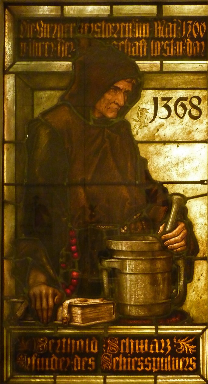 Berthold Schwarz, Inventor of Gunpowder, 1368 by Fritz Geiges
