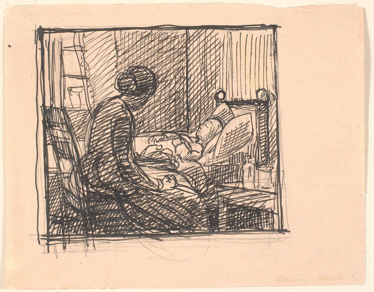 There Sat a Mother by Her Little Child... by Fritz Syberg