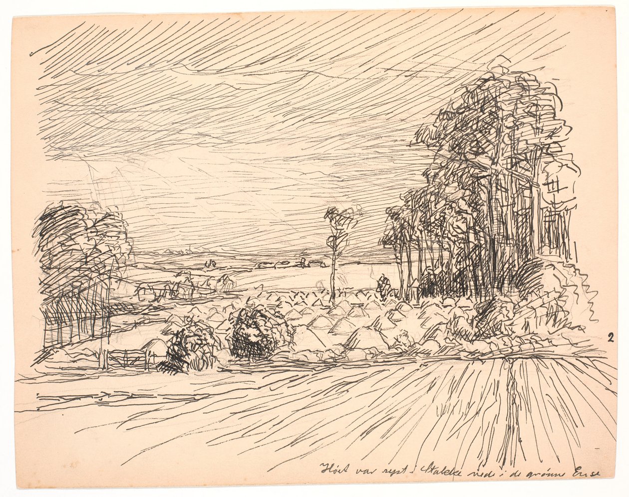 The hay was raised in stacks down in the green meadows by Fritz Syberg