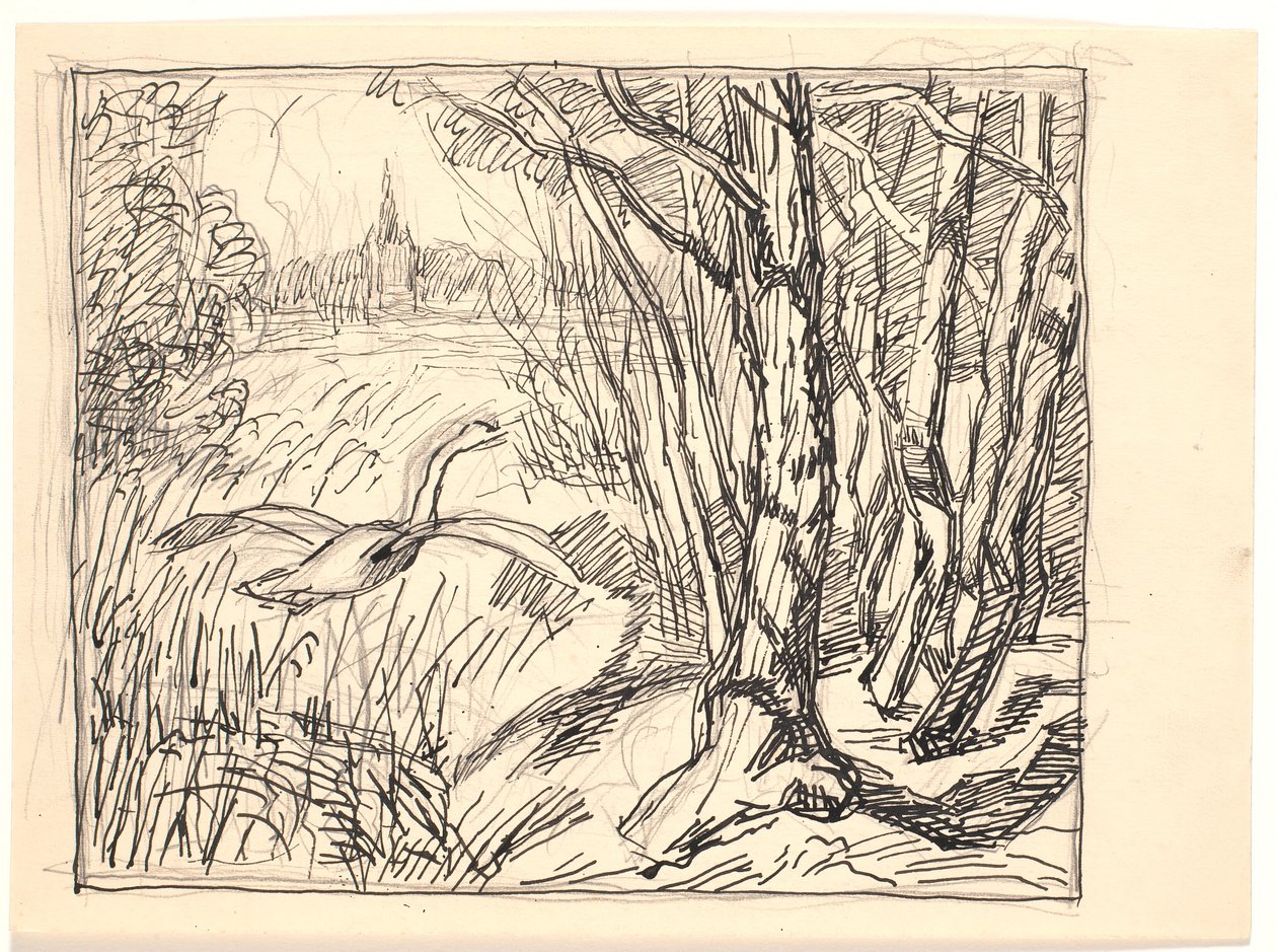 Landscape with a Swan Taking Off by Fritz Syberg