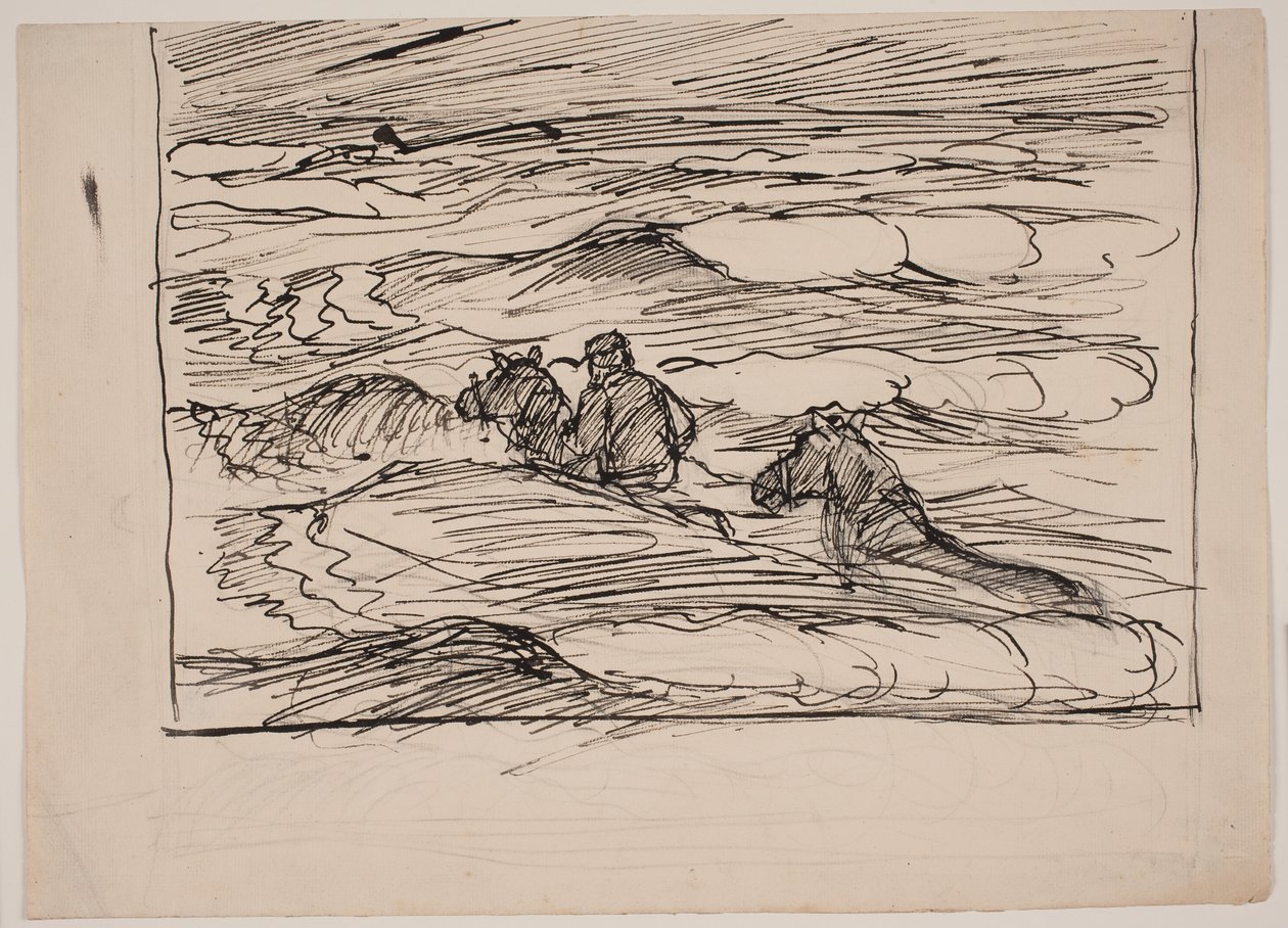 Søren Kanne Riding a Horse Through the Waves by Fritz Syberg