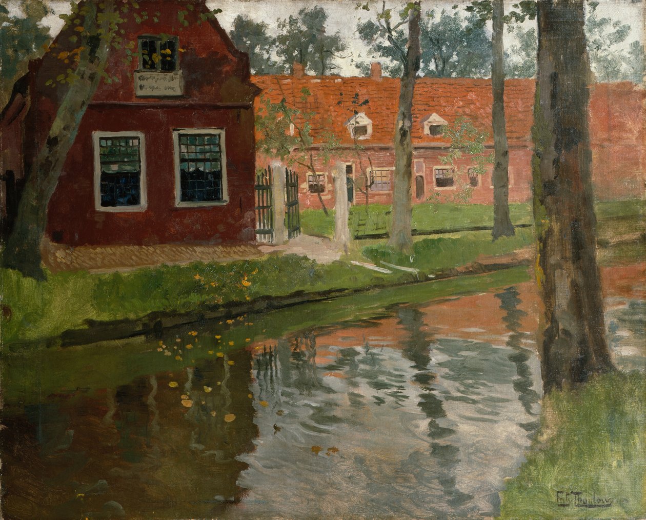 From Vollendam, Red House, Water by Fritz Thaulow