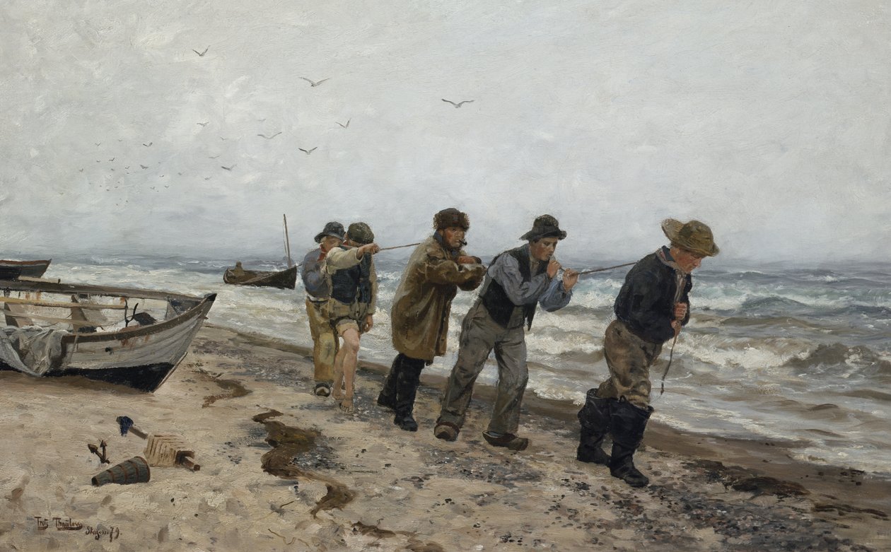 Homecoming Fishermen, Skagen by Fritz Thaulow
