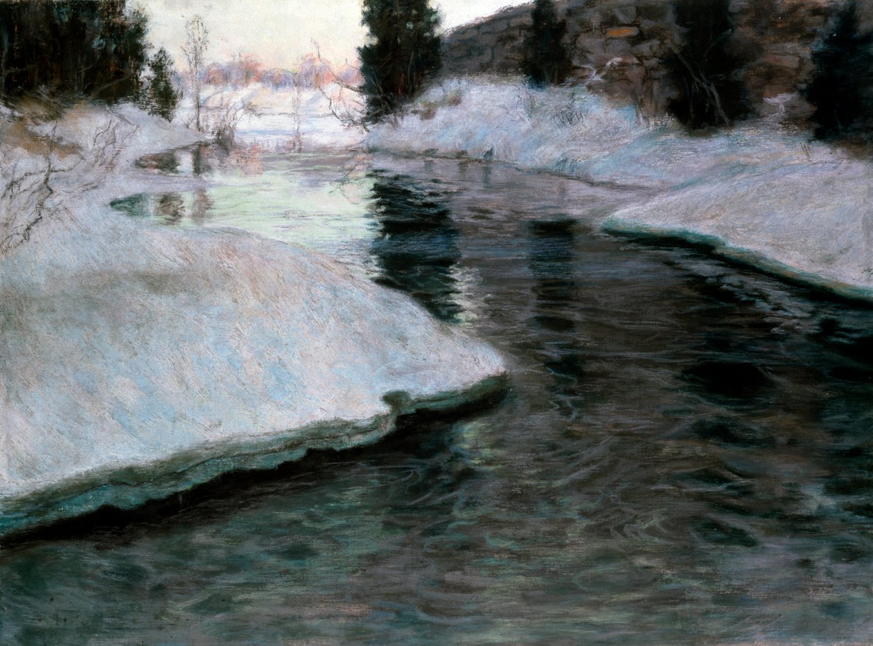 The Thaw of the Ice: The Lysaker River by Fritz Thaulow