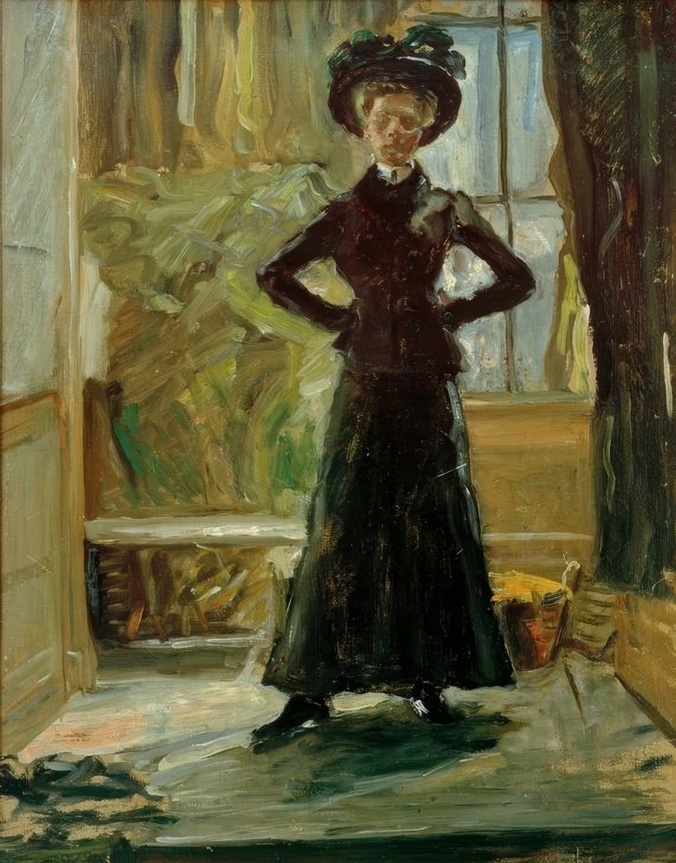 Portrait of the Daughter in Black Costume by Fritz von Uhde
