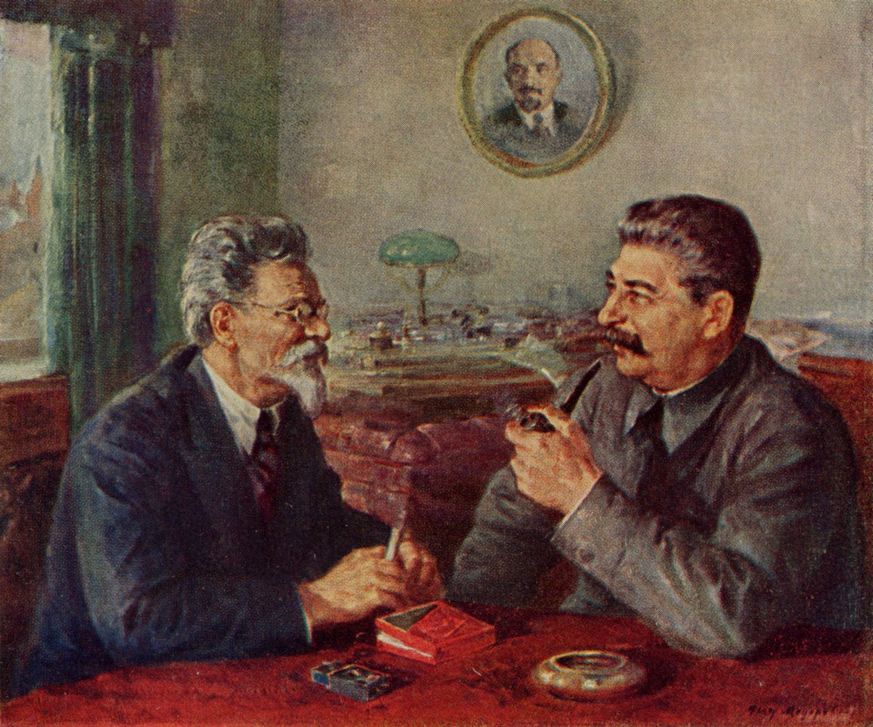 Joseph Stalin & Mikhail Ivanovitch Kalinin by Fyodor Alexandrovich Modorov