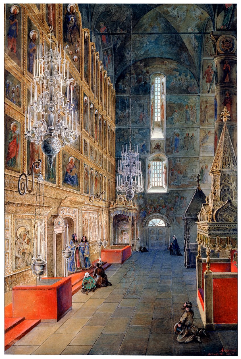 Interior in the Assumption Cathedral in the Moscow Kremlin by Fyodor Yakovlevich Alexeev