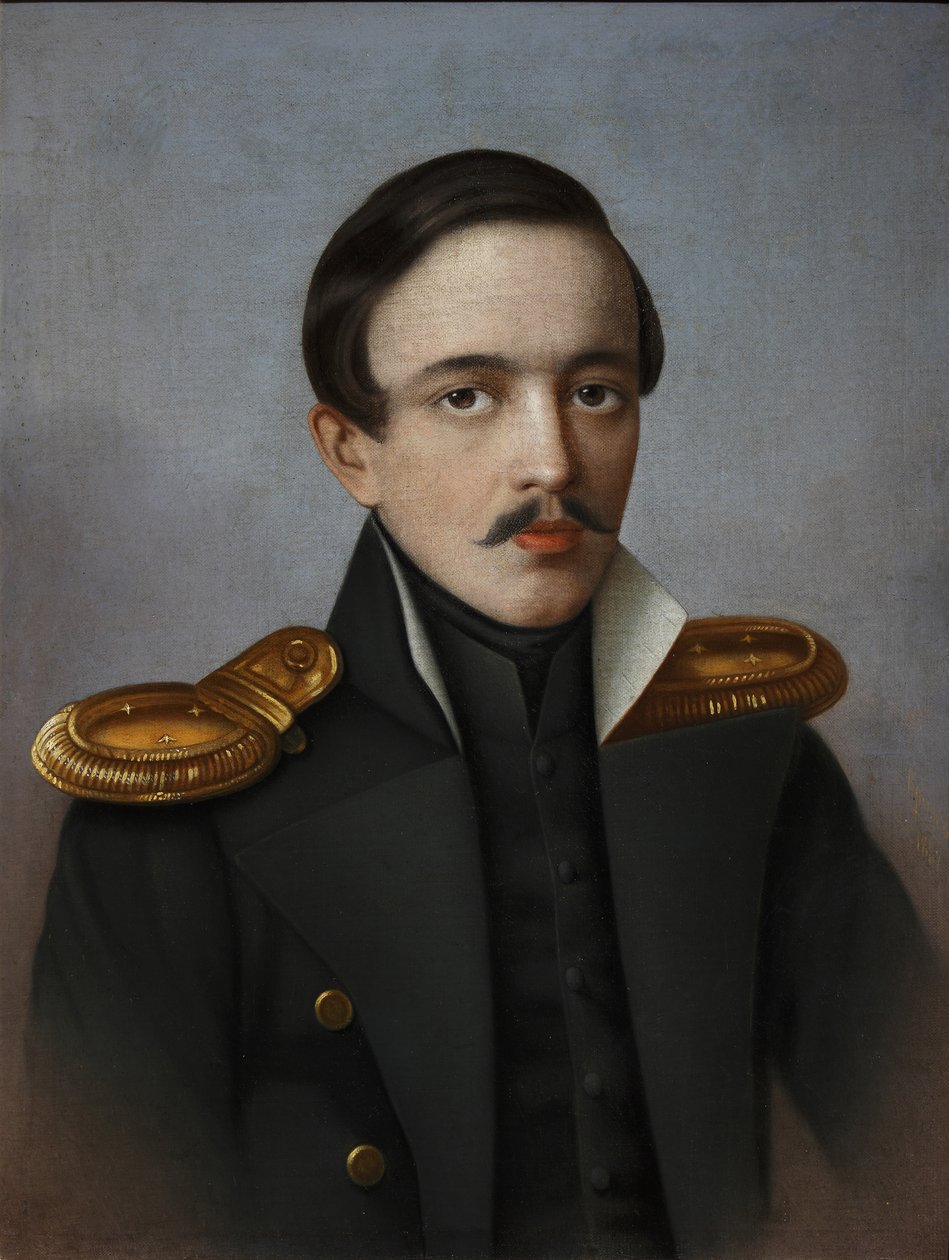 Portrait of the poet Mikhail Lermontov 1814-1841, 1887 by G.F. Krylov