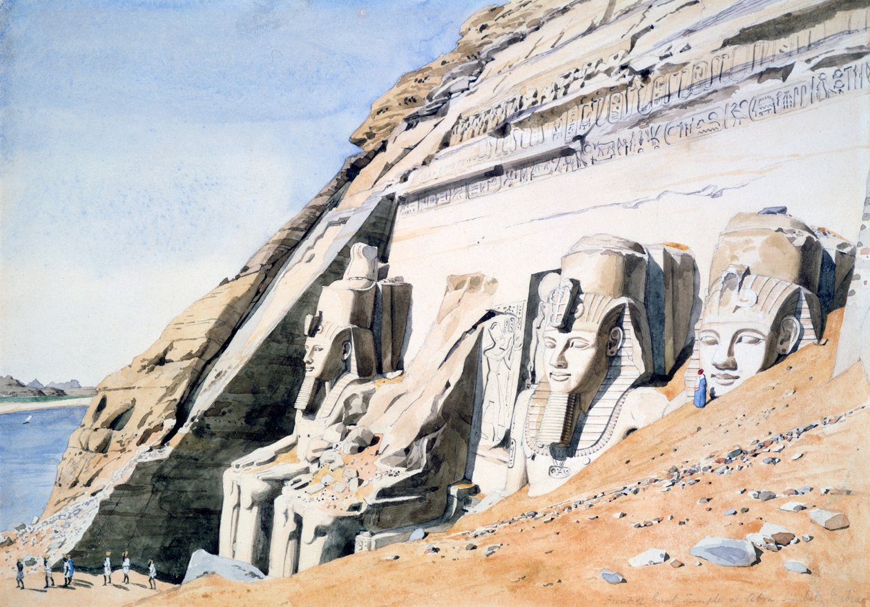 Front of the Great Temple at Abu Simbel, Egypt, c1845 by GF Weston