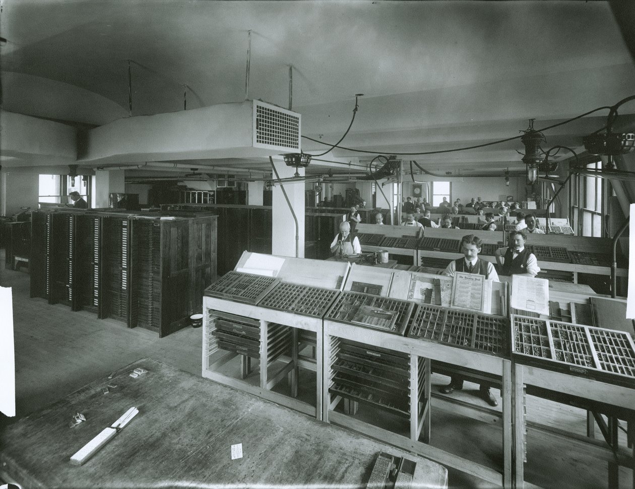 New York Evening Post Type-Setting Room by G.P. Hall und Sohn