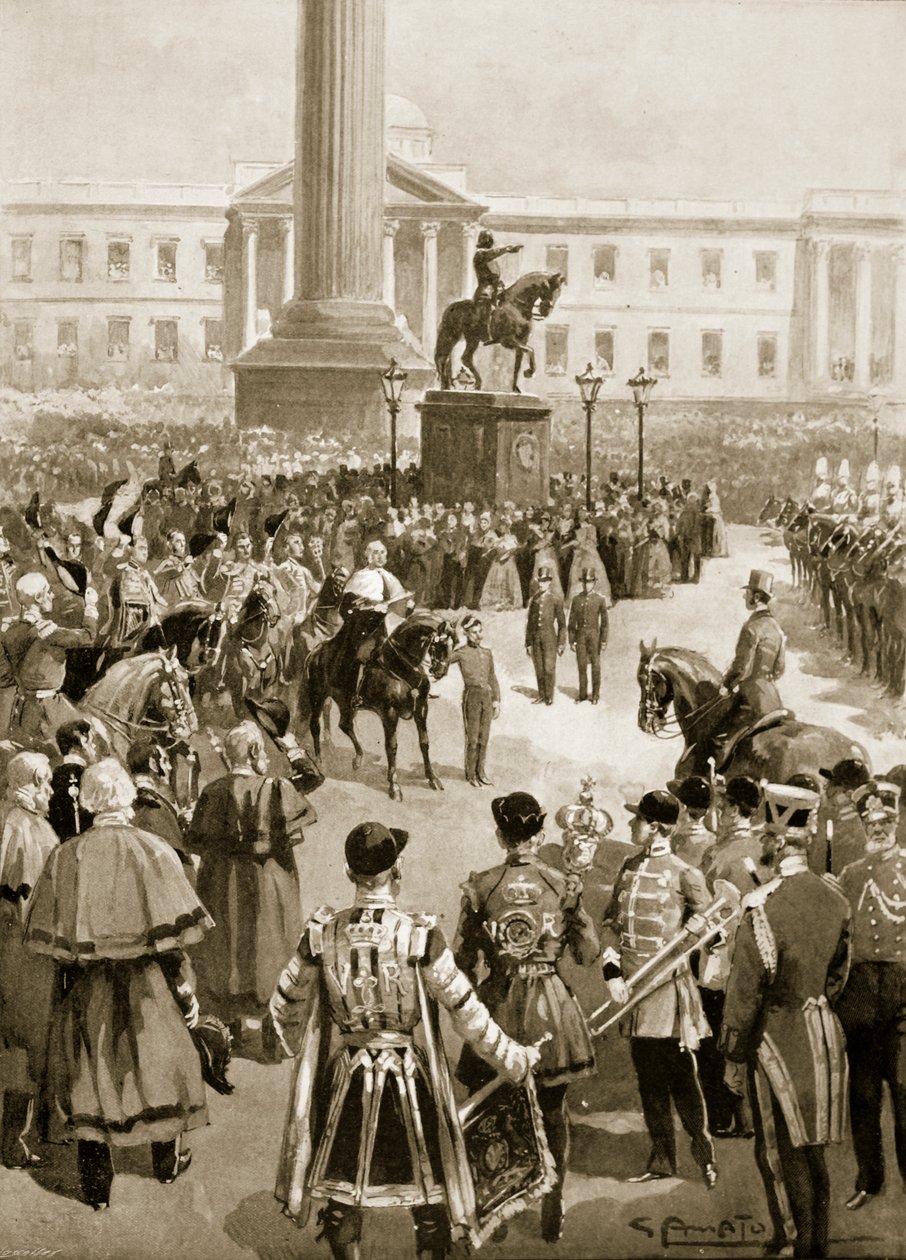 The End of the Crimean War: The Proclamation of Peace at Charing Cross, April 1856 by G.S. Amato