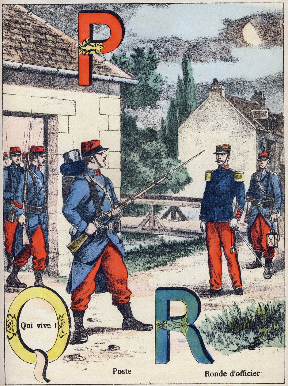 Letters P Q and R: Post, Qui vive! and Officer