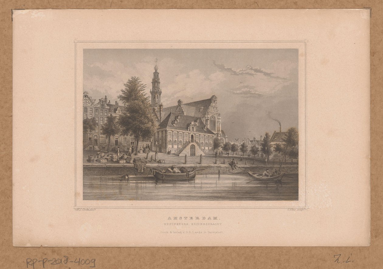 View of the Westerkerk in Amsterdam from the Keizersgracht (Amsterdam, Westerkerk Keizersgracht) by G. Hess