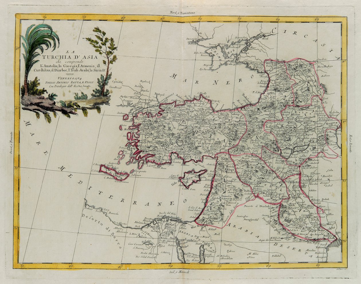 Asian Turkey, Including Antolia, Georgia, Armenia, Kurdestan, Diarbec, Irak-Arabi, Syria, Engraving by G. Zuliani by G. Zuliani