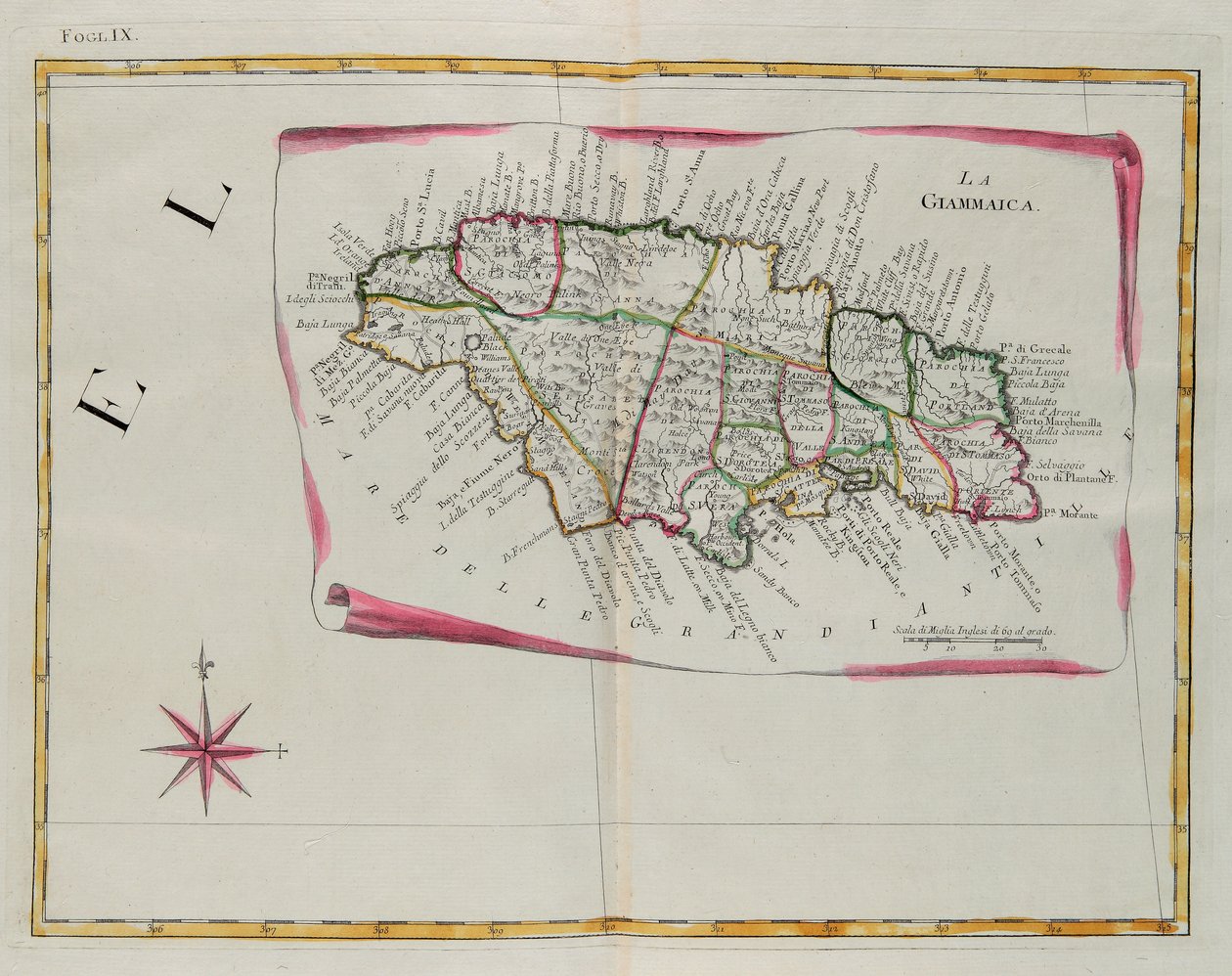 Jamaica, Engraving by G. Zuliani from Tome I of the "Newest Atlas" by G. Zuliani