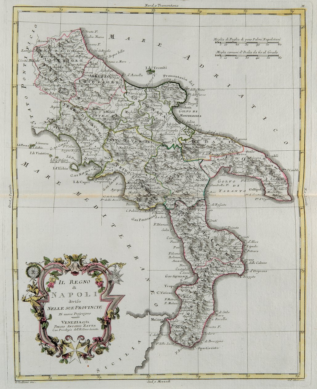 Kingdom of Naples, engraving by G. Zuliani from 