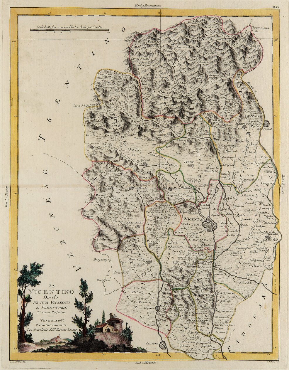 Land area of the State of the Veneto, engraving by G. Zuliani from 