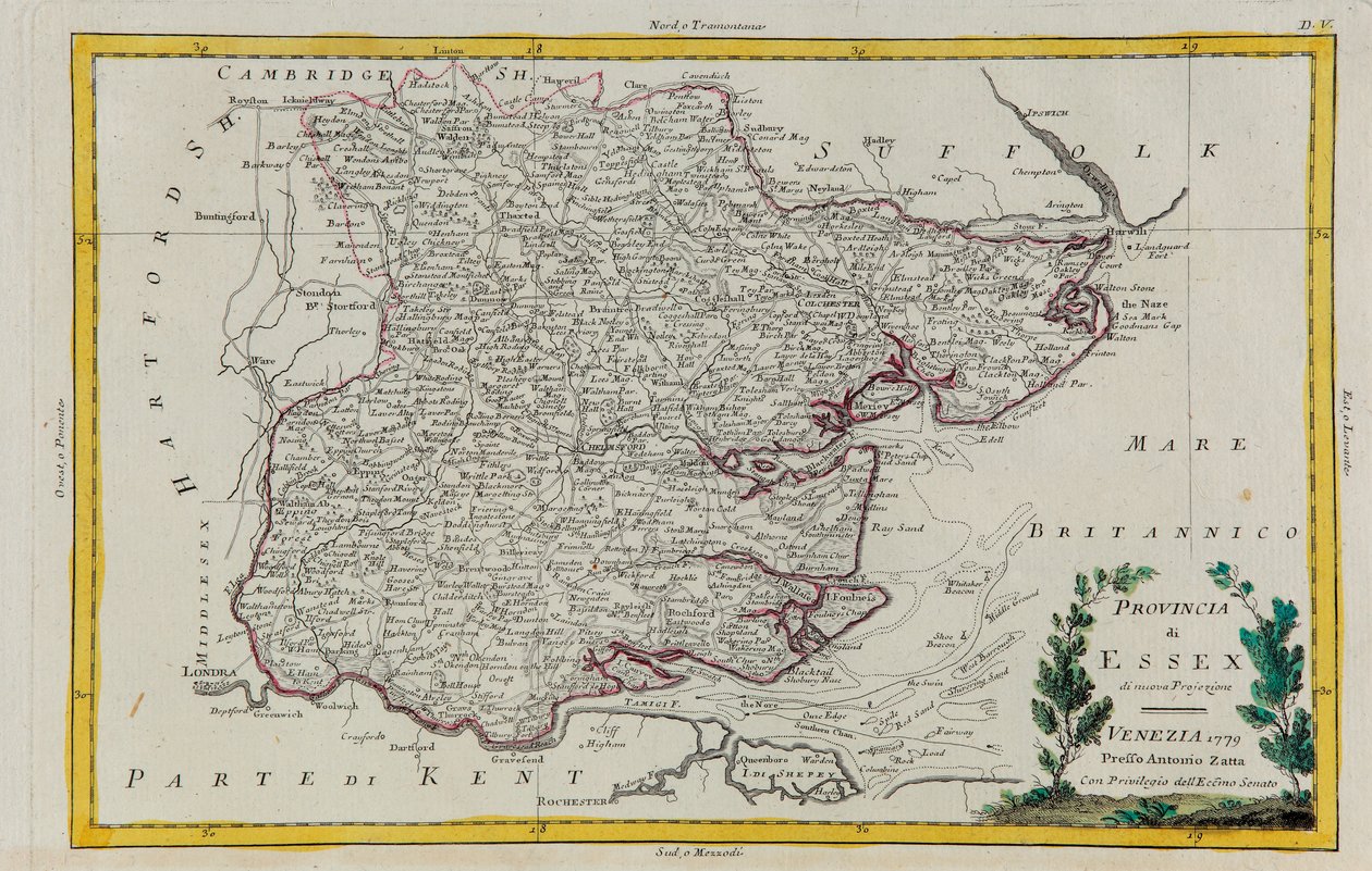 Province of Essex, Engraving by G. Zuliani from the Newest Atlas by G. Zuliani