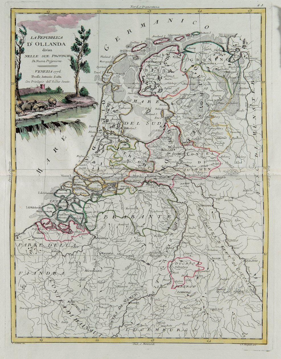 Republic of Holland divided into its provinces by G. Zuliani