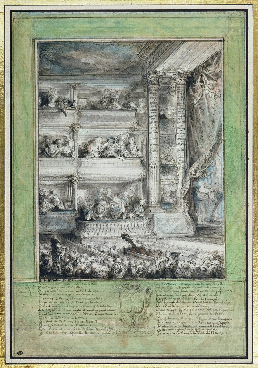 The Crowning of Voltaire at the Theatre Francais by Gabriel de Saint Aubin