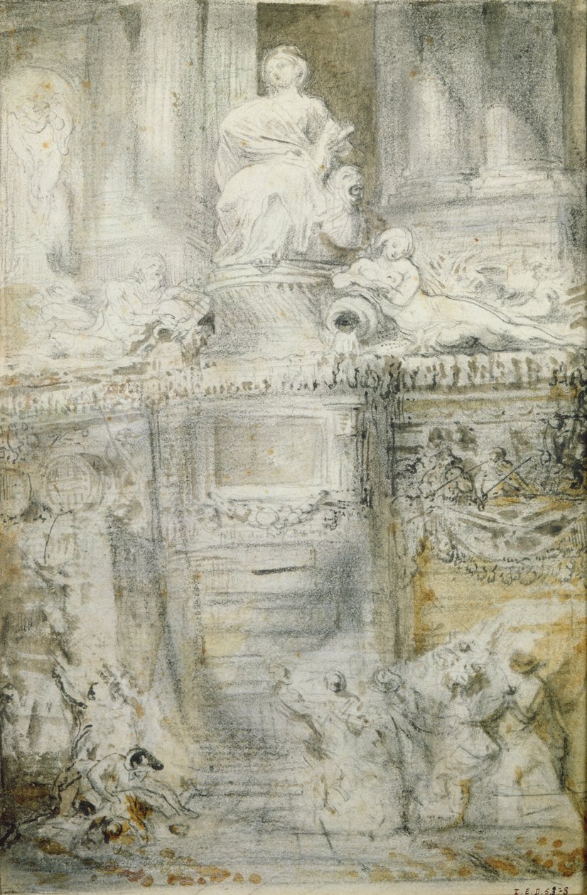 The Fountain on the Rue de Grenelle, 1777 by Gabriel de Saint Aubin