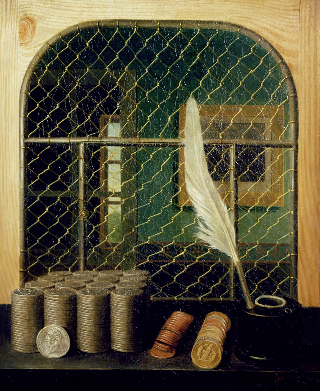 Cashier Counter with coins, 1829 by Gabriel Germain Joncherie