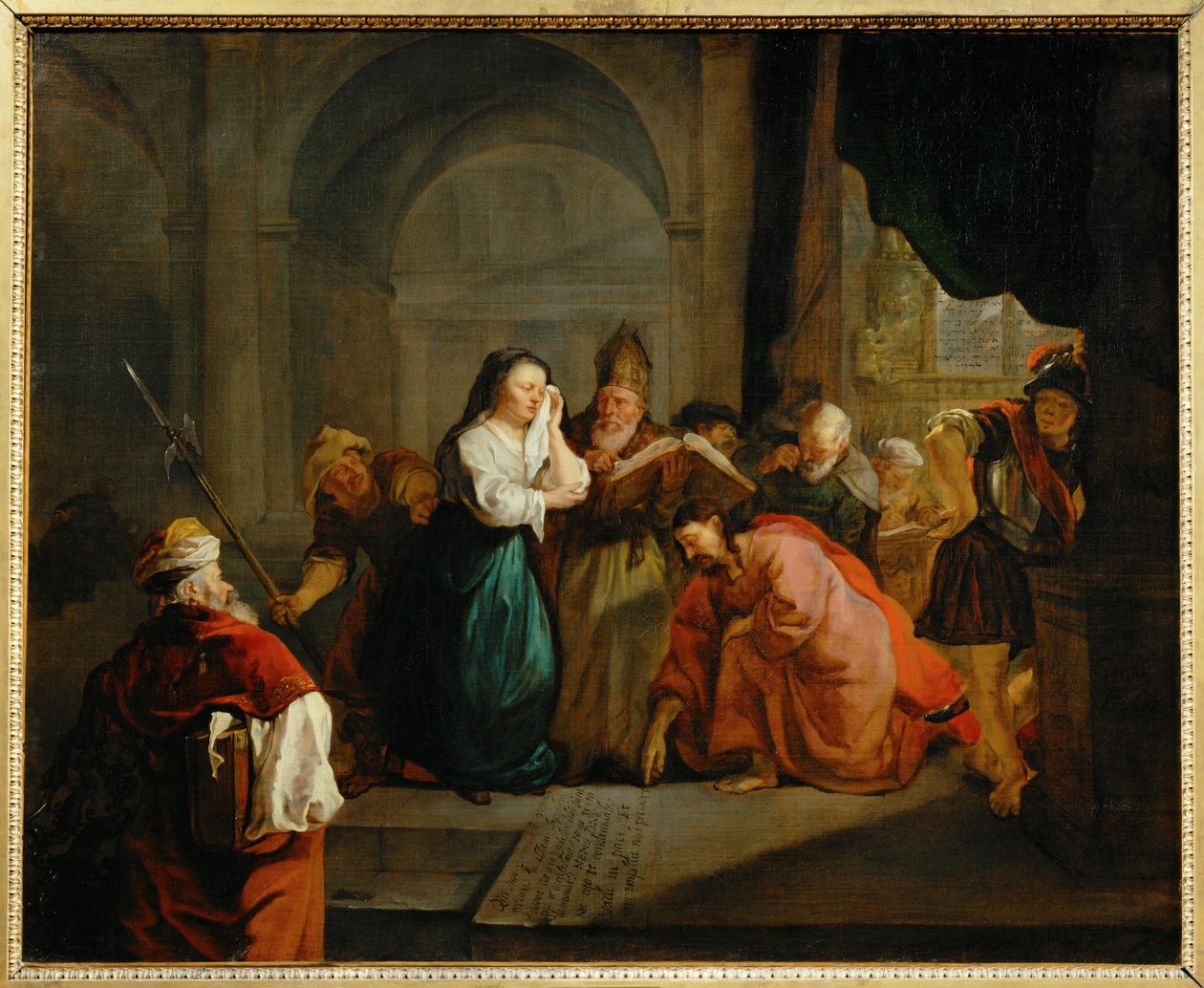 Christ and the adulteress by Gabriel (attr. to) Metsu